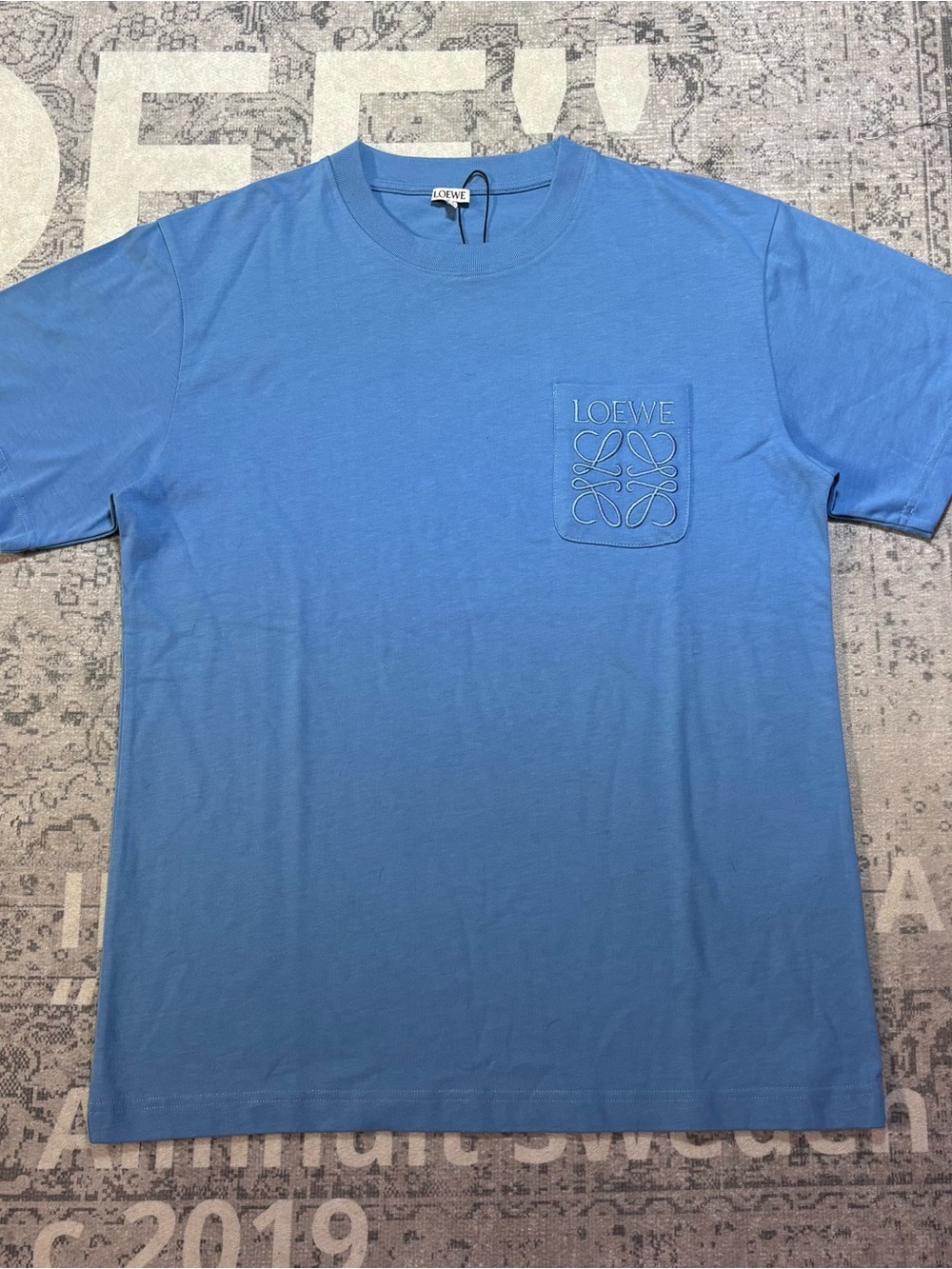 Loewe Light Blue Embroidered Anagram Pocket Tee